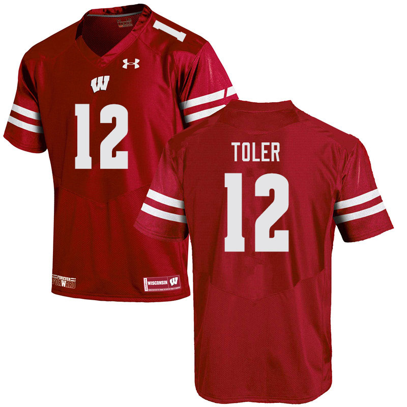 Wisconsin Badgers Men's #12 Titus Toler NCAA Under Armour Authentic Red College Stitched Football Jersey OQ40R71SW